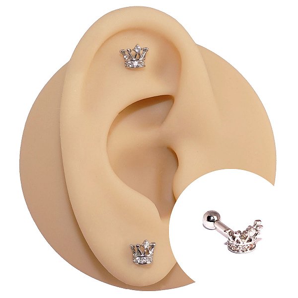 Piercing Folheado Coroa Zircônia