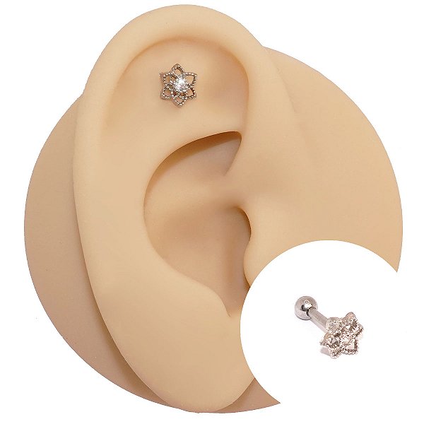 Piercing Folheado Flory Ródio
