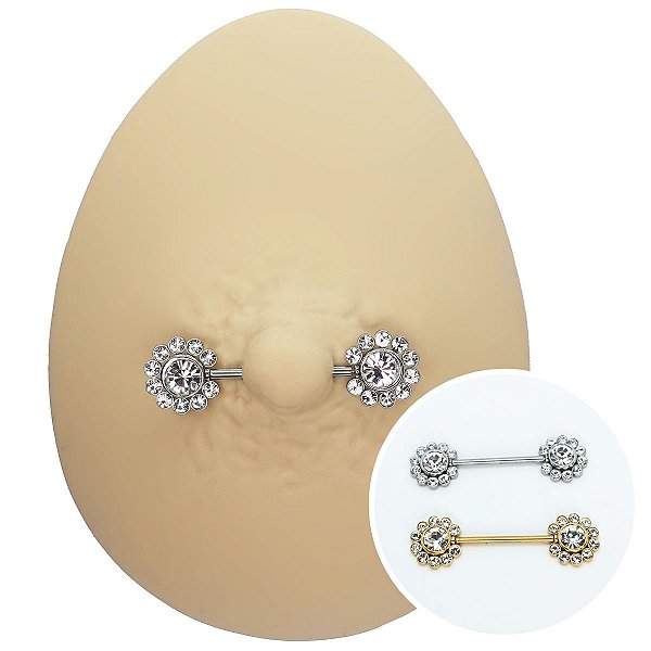 Piercing Mamilo Plug em Aço PVD Sunflower