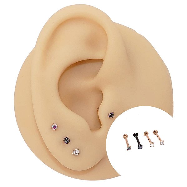 Piercing Labret Rosca em Aço Minion 1.0 Cristal Cravado