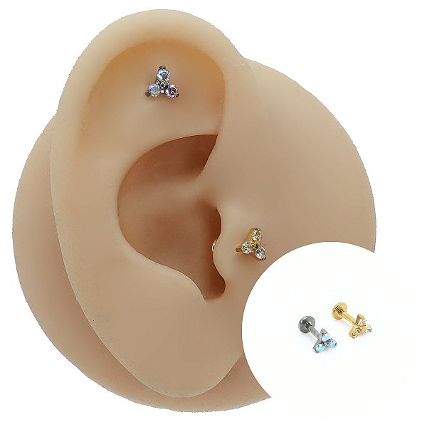 Piercing Labret em Titânio Trevo