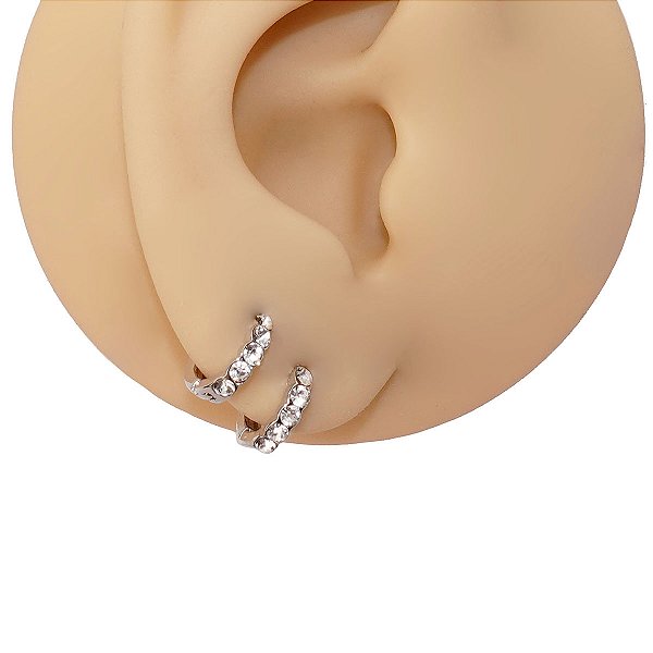 Brinco Argola Folheado com Cristais Uno