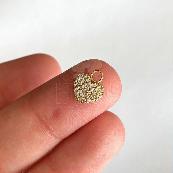 Pingente em Ouro 18k Coração Pave