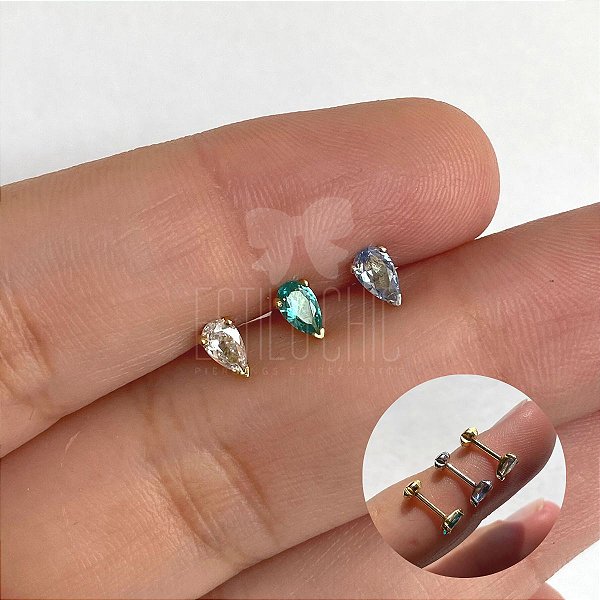 Piercing em Ouro 18K Gota com Zircônia