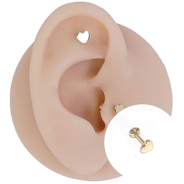 Piercing Microbell em Ouro 18K Coração Liso