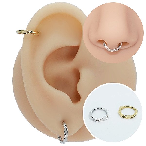 Piercing Argola Clicker em Ouro 18K Torcida