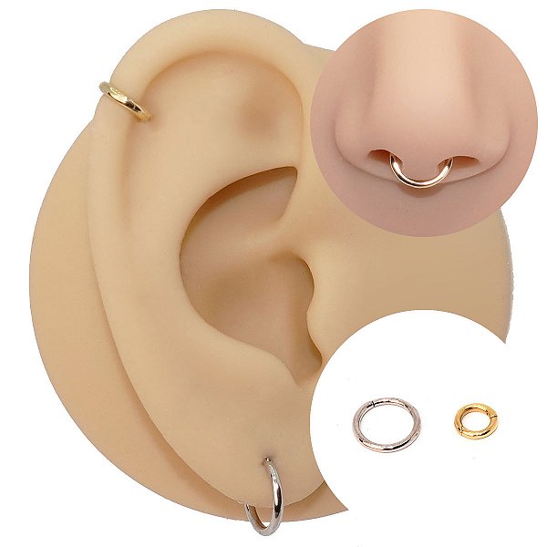 Piercing Argola Segmento Clicker em Ouro 18k