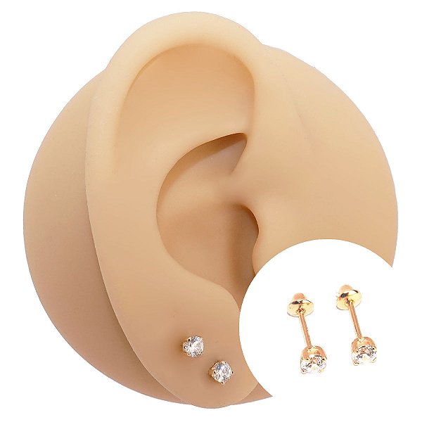 Brinco em Ouro Branco 18K Baby Ponto de Luz