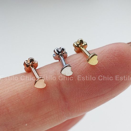 Piercing Microbell em Ouro 18K Mini Coração Liso