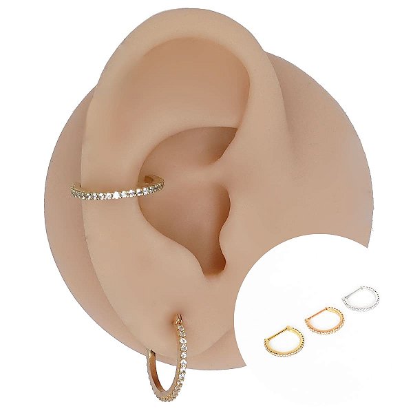 Piercing Argola Clicker em Ouro 18K Base Reta