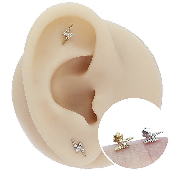 Piercing Labret em Ouro 18K Raio Letícia Plug