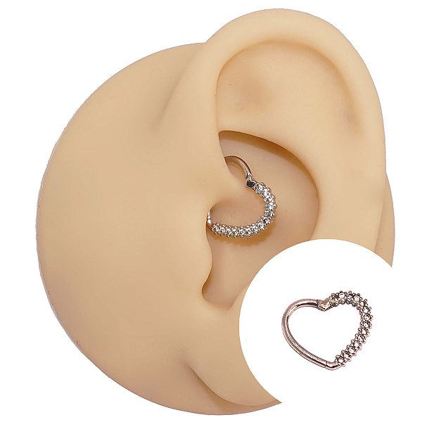 Piercing Argola Clicker em Ouro 18K Coração