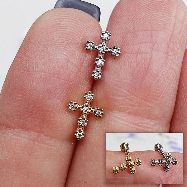 Piercing Microbell em Ouro 18K Cruz Romana