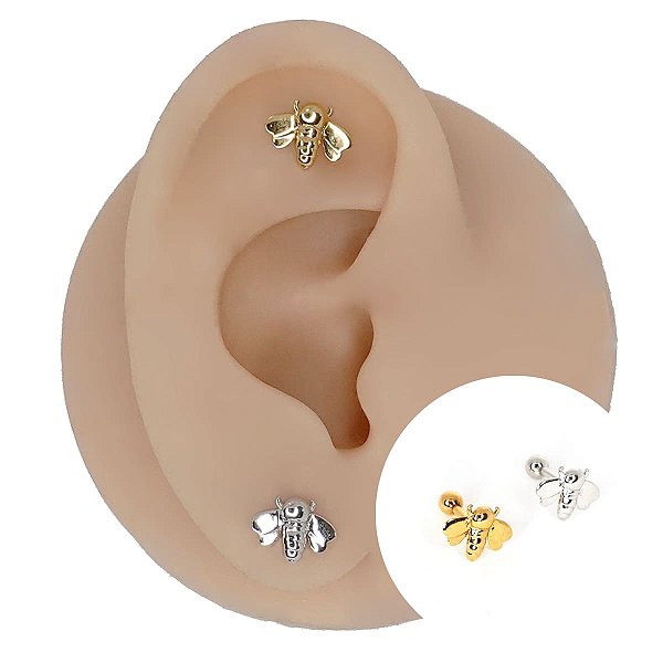 Piercing Microbell em Ouro 18K Abelha