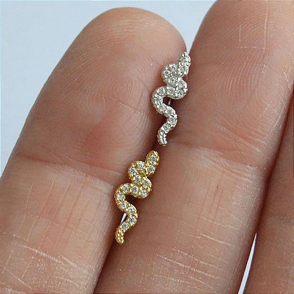 Piercing Microbell em Ouro 18K Cobra com Zircônia