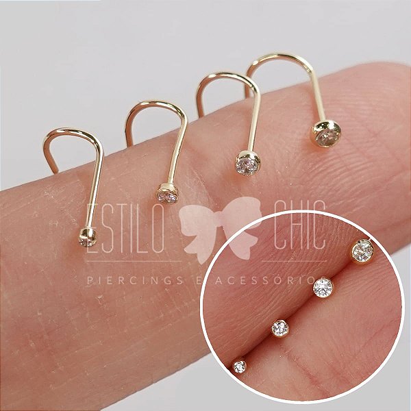 Piercing em Ouro 18K Micro Zircônia