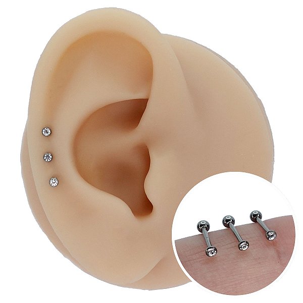 Piercing Australiano em Titânio Prateado JP 0,8mm Com Zircônia