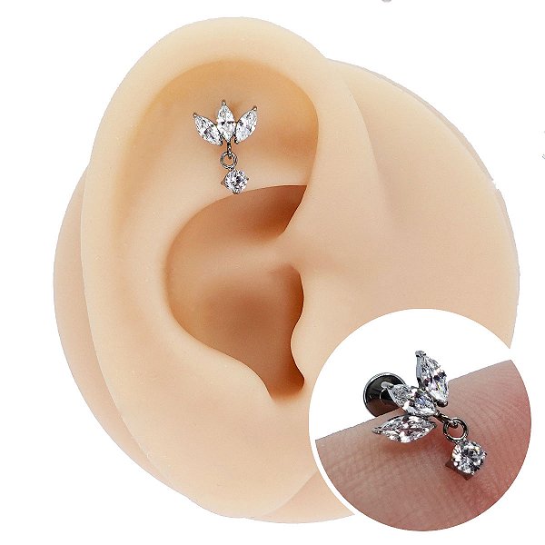 Piercing Labret em Titânio PVD Lótus Pingente