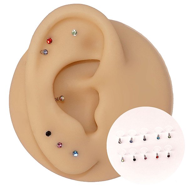 Piercing Labret em Bioflex  Strass