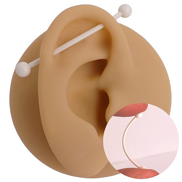 Piercing Transversal em Bioflex Branco