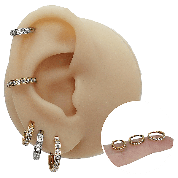 Piercing Argola Clicker em Aço PVD Cristal Large