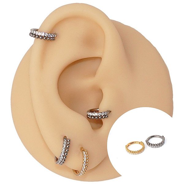 Piercing Argola Clicker em Titânio PVD Balls