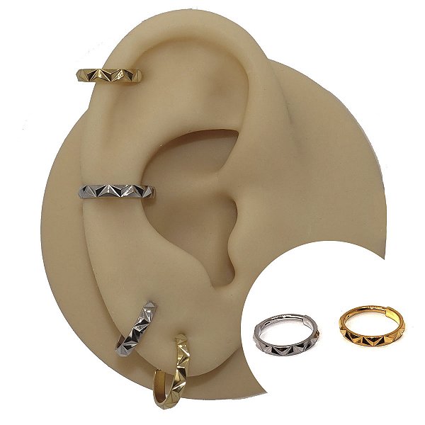 Piercing Argola em Aço PVD Pirâmide