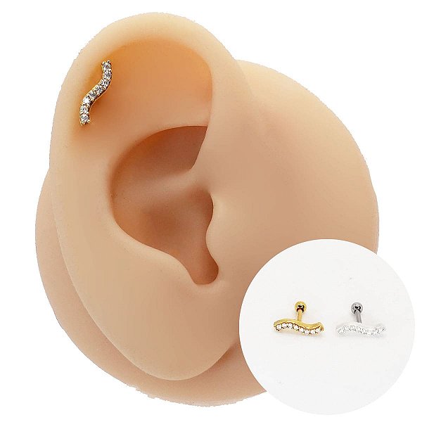 Piercing Microbell em Prata 925 Barrinha Curva