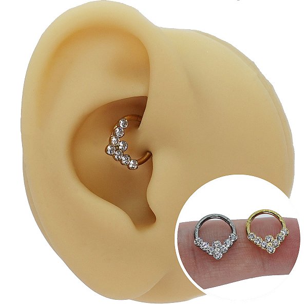 Piercing Argola Click em Titânio PVD Eight Cristais