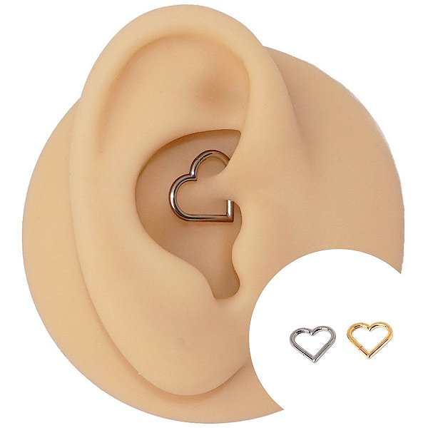 Piercing Argola Clicker em Titânio Coração Liso