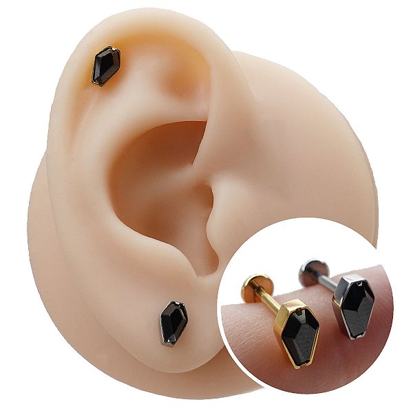 Piercing Labret em Titânio Coffin Zircônias