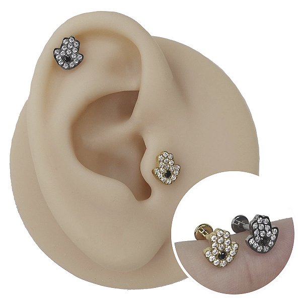 Piercing Labret em Titânio Hamsá
