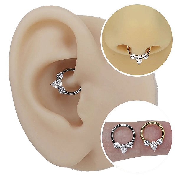 Piercing Argola Clicker em Titânio Zircônia Redonda e Navete
