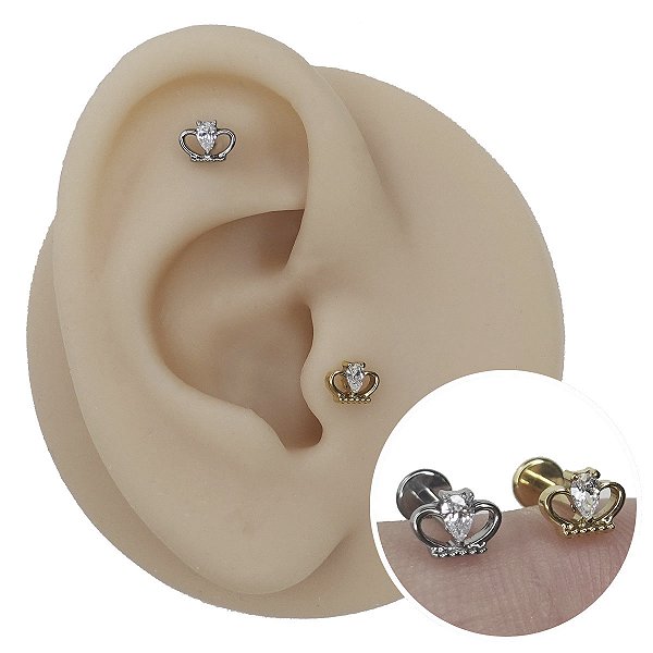 Piercing Labret em Titânio Coroa