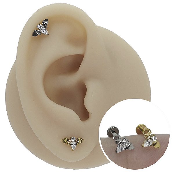 Piercing Labret em Titânio Morcego
