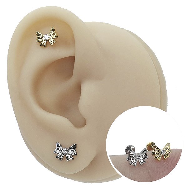 Piercing Labret em Titânio Laço Zircônia