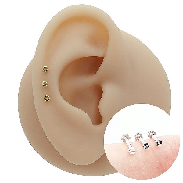 Piercing Australiano Plug em Ouro 18K Parafuso