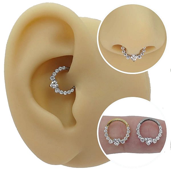 Piercing Argola Clicker em Titânio Coração Delicat