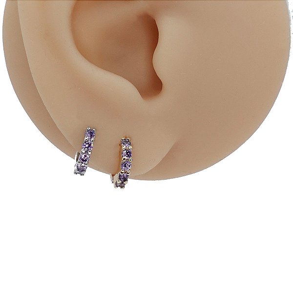 Brinco Argola Folheado Clicker Lavanda