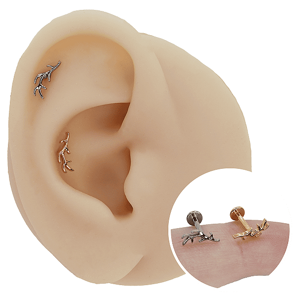Piercing Labret em Titânio Galho