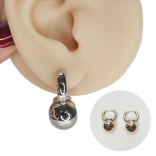 Brinco Argola Folheado Clicker Balls
