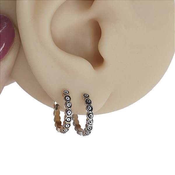 Brinco Argola Folheado Clicker Greek Eye
