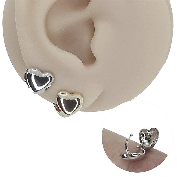 Brinco Argola Folheado Clicker Double Heart