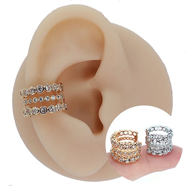 Piercing Argola Fake Folheado Circle Cristal