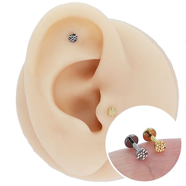 Piercing Labret em Titânio Redondo Textura