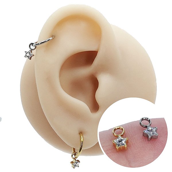 Pingente Titânio Star Zircônia