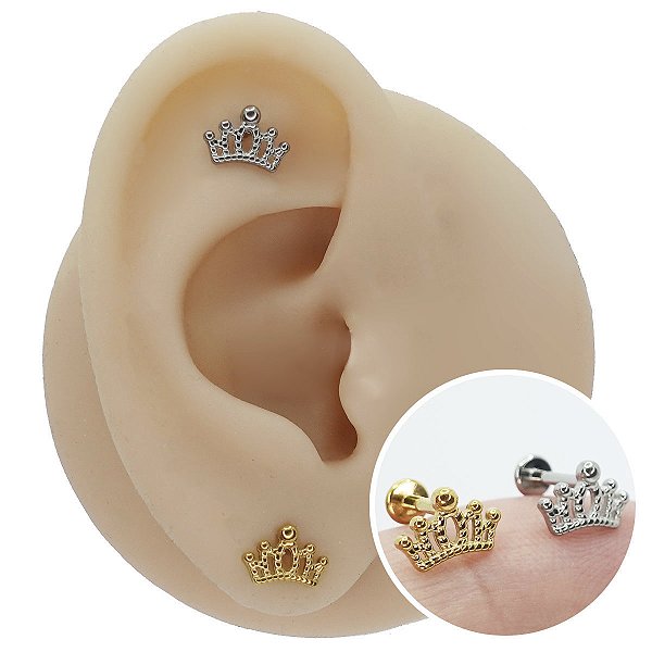 Piercing Labret em Aço Cirúrgico PVD Coroa