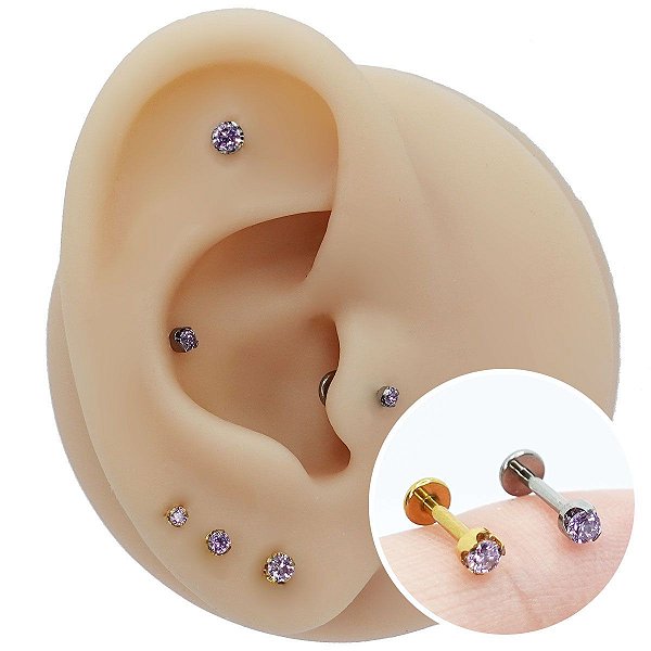 Piercing Labret em Titânio Ponto De Luz Color Lilac