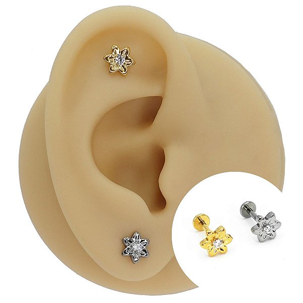Piercing Labret em Titânio Hawaii Flower