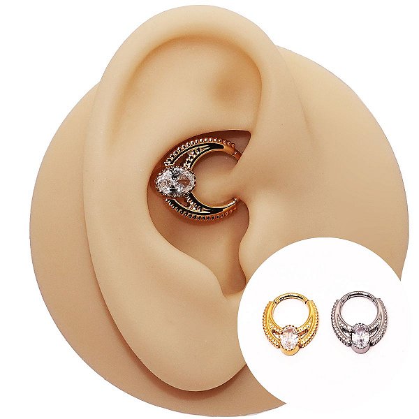 Piercing Argola em Titânio Zircônia Oval